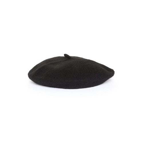 Wool Beret Hat in Black