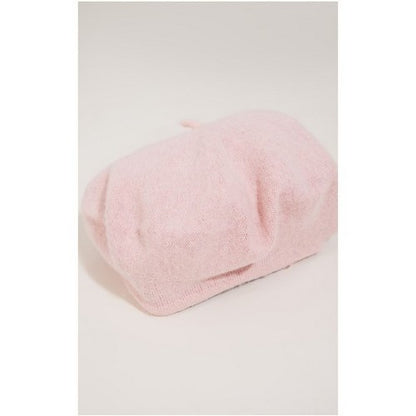 Wool Beret Hat in Baby Pink