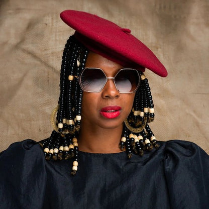 Wool Beret Hat in Burgundy