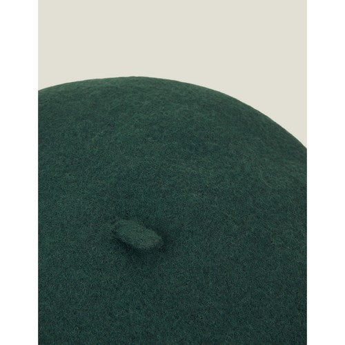 Wool Beret Hat in Dark Green