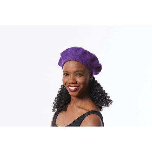 Wool Beret Hat in Dark Purple