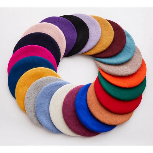 Wool Beret Hat in Dark Purple