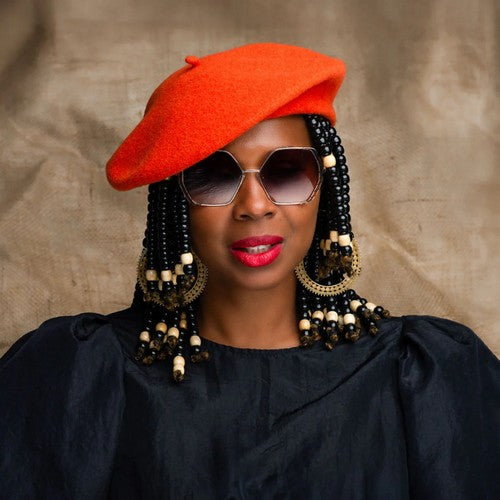 Wool Beret Hat in Orange