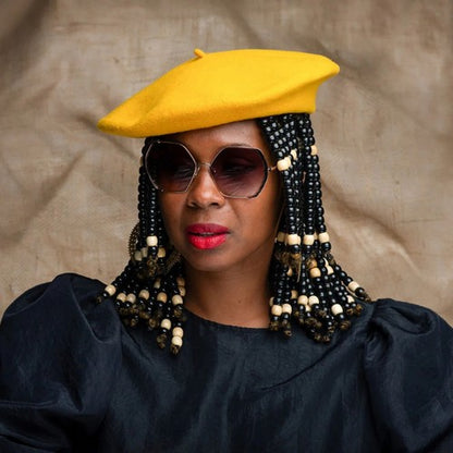 Wool Beret Hat in Bright Yellow