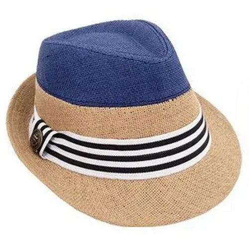 00238 Colour Black Straw in Natural & Navy