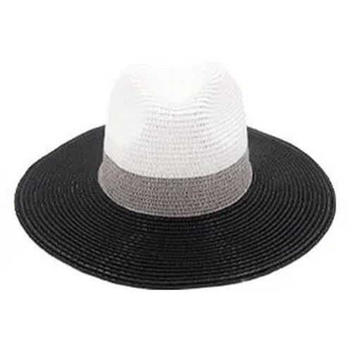 00271 Tri Colour Straw Panama Hat in Black