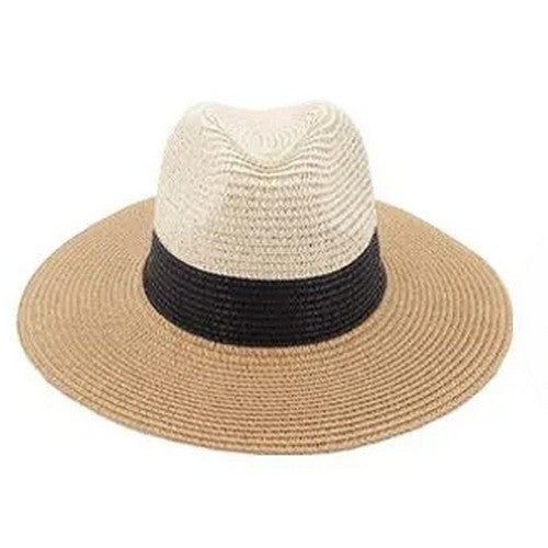 00271 Tri Colour Straw Panama Hat in Natural