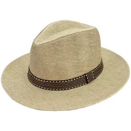 08047 Two-Tone Straw Panama Hat in Natural