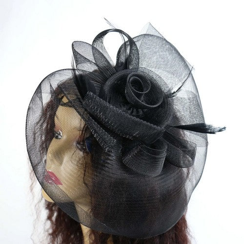 FF805 Oversize Flower Fascinator in Black