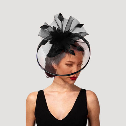 Jumbo Floral Mesh Fascinator in Black