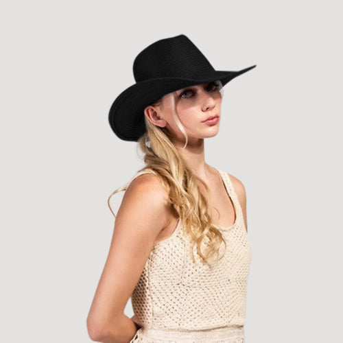 Straw Western Cowboy Hat in Black