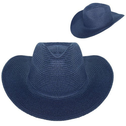 Straw Western Cowboy Hat in Navy Blue