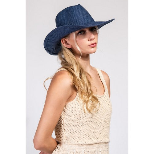 HTP2863 Straw Western Cowboy Hat in Navy Blue