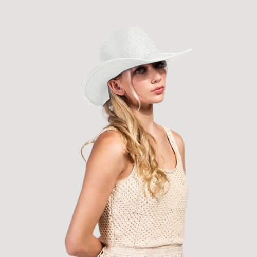 Straw Western Cowboy Hat in White