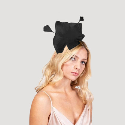 Bow & Feather Headband Fascinator in Black