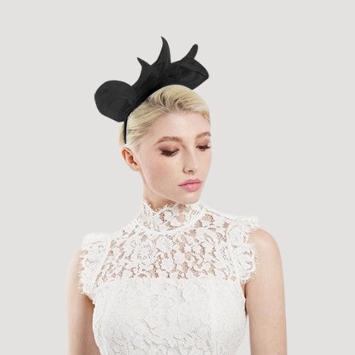 Feather Loop Fascinator in Black