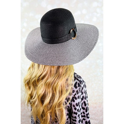 A007-306-WH Baker Lite Straw Beach Hat in Black