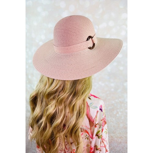 A007-306-WH Baker Lite Straw Beach Hat in Pink