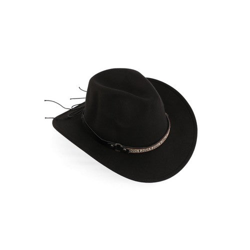 Tribal Band Western Style Cowboy Hat in Black