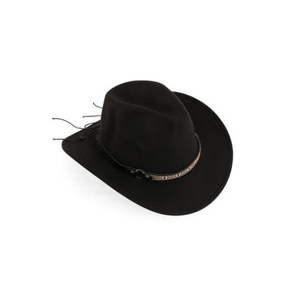 Tribal Band Western Style Cowboy Hat in Black