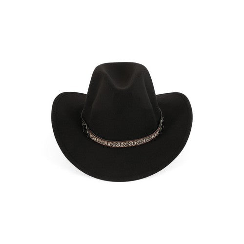 HDT4050 Tribal Band Western Style Cowboy Hat in Black