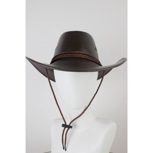 YHT-1055 Classic Leather Western Cowboy Hat in Brown