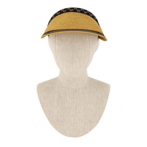 G Charm Metallic Straw Visor in Gold