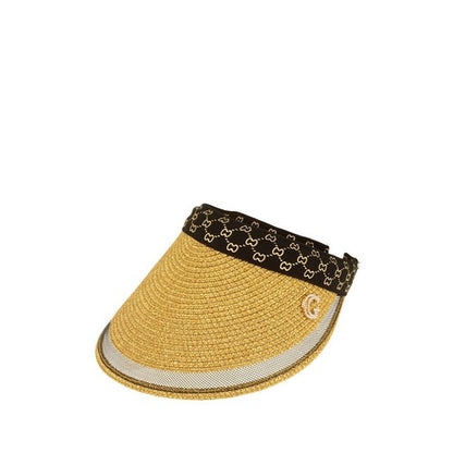 G Charm Metallic Straw Visor in Gold