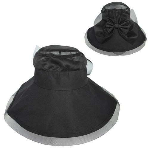 HTC2828 Bow Back Organza Church Hat in Black