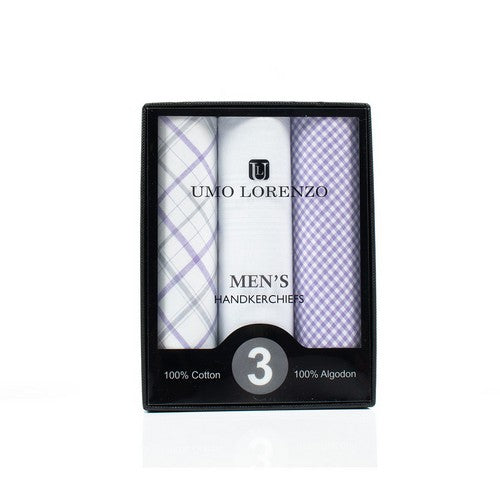 Umo Lorenzo 100% Cotton Handkerchief 3pk in Lilac