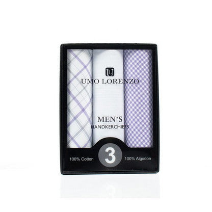 Umo Lorenzo 100% Cotton Handkerchief 3pk in Lilac