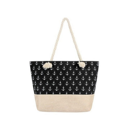 HDG2264 Anchor Print Beach Bag in Black