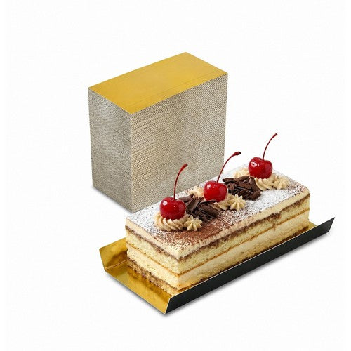 Mini Foldable Cake Board 5"x 2.8" in Black/Gold (50 Pack)