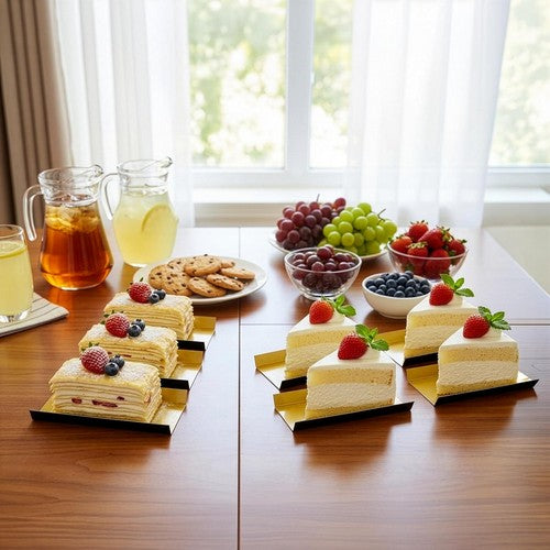 Mini Foldable Cake Board 5"x 2.8" in Black/Gold (50 Pack)