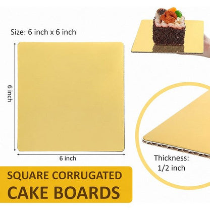 Square Cake Board 6" in Gold