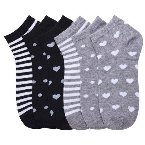 UH-70023 Low Cut Socks 3-Pair Pack in Heat & Stripe
