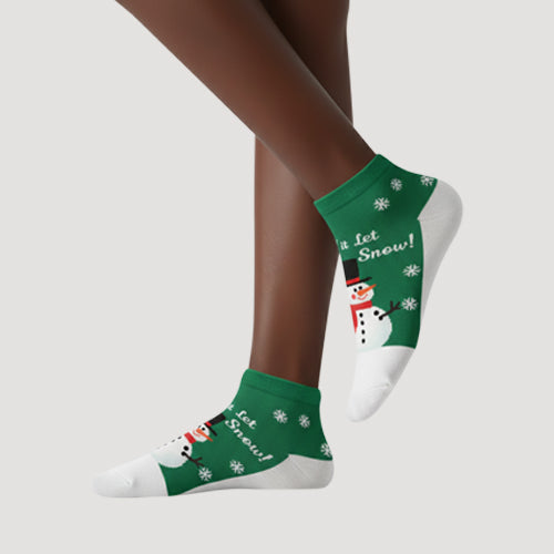 Christmas Theme Socks in Green Santa Design