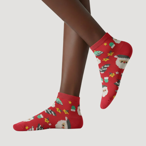 Christmas Theme Socks in Red Santa Design