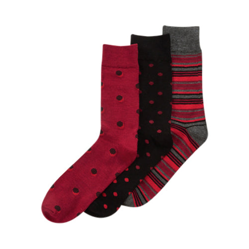 25036 Bamboo Dress Socks 3 pc in Red Mix