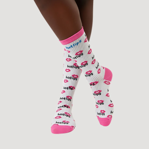 S31070 S. Christina Fun Socks in Hot Lips White & Pink