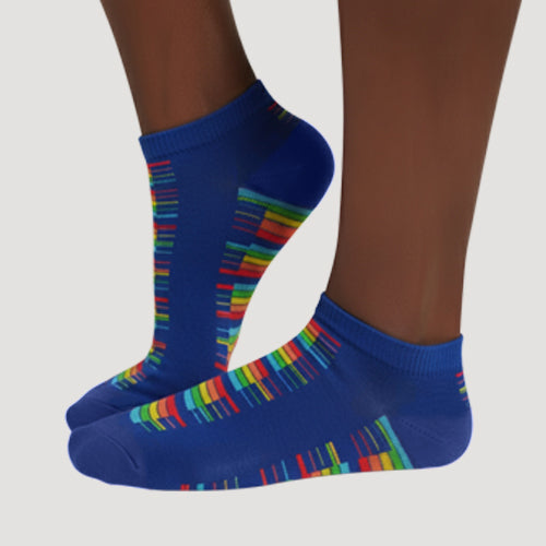 Hype Fire Ankle Cut Fun Socks in Music Blue
