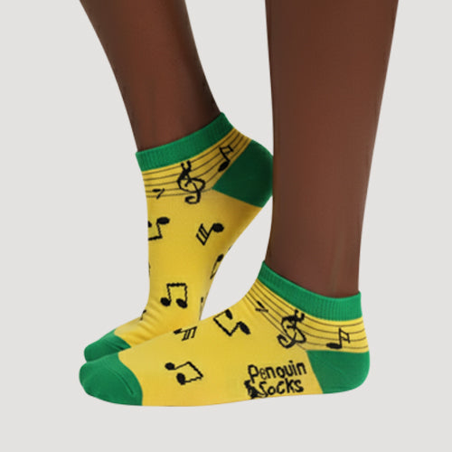 Hype Fire Ankle Cut Fun Socks in Music Yellow