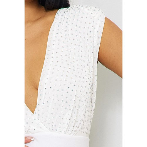 Rhinestone Jumpsuit in White
