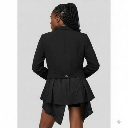 May May Gold Chain Drape Open Jacket in Black