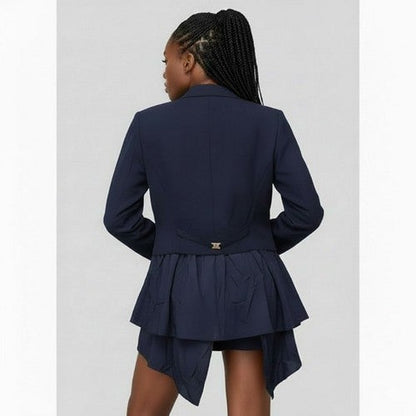 May May Gold Chain Drape Open Jacket in Navy