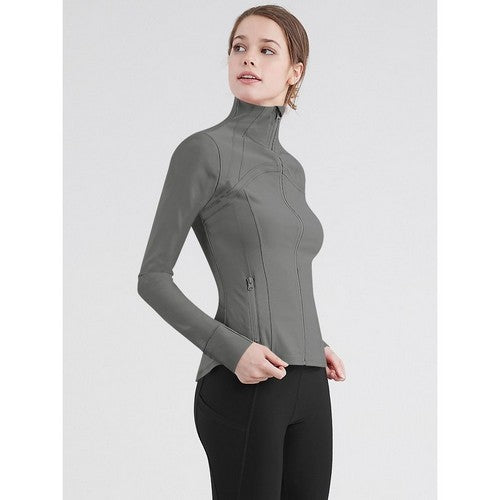 WJC3024 Workout Jacket With Thumb Holes in Charcoal