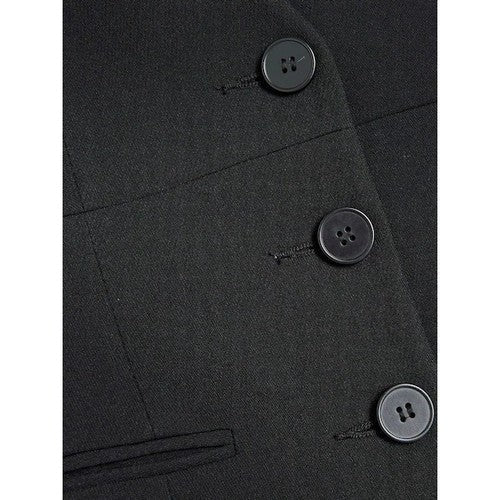 River Island Collarless Deep V Blazer in Black