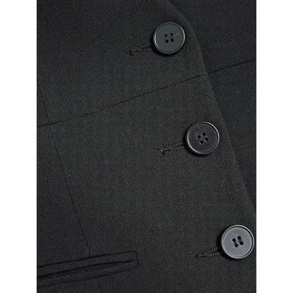 River Island Collarless Deep V Blazer in Black