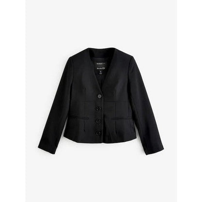 River Island Collarless Deep V Blazer in Black