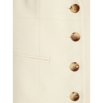 River Island Collarless Deep V Blazer in Buttermilk